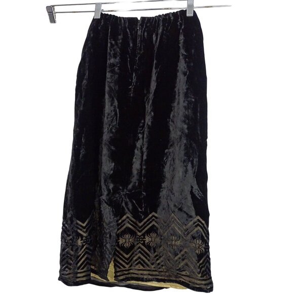 Vintage Victor Costa Occasion Black Velvet Skirt Zigzag Hem Women Size XS NEW - Picture 3 of 11